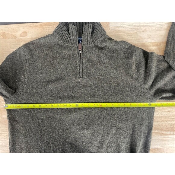J Crew Mens Army Green 1/4 Zip Pullover 100% Lambs Wool Sweater Mock Neck Sz XL - Picture 2 of 6
